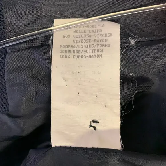 EMPORIO ARMANI Size 4 Navy Wool Blend Stripe Single Button Jacket Blazer - Picture 7 of 8